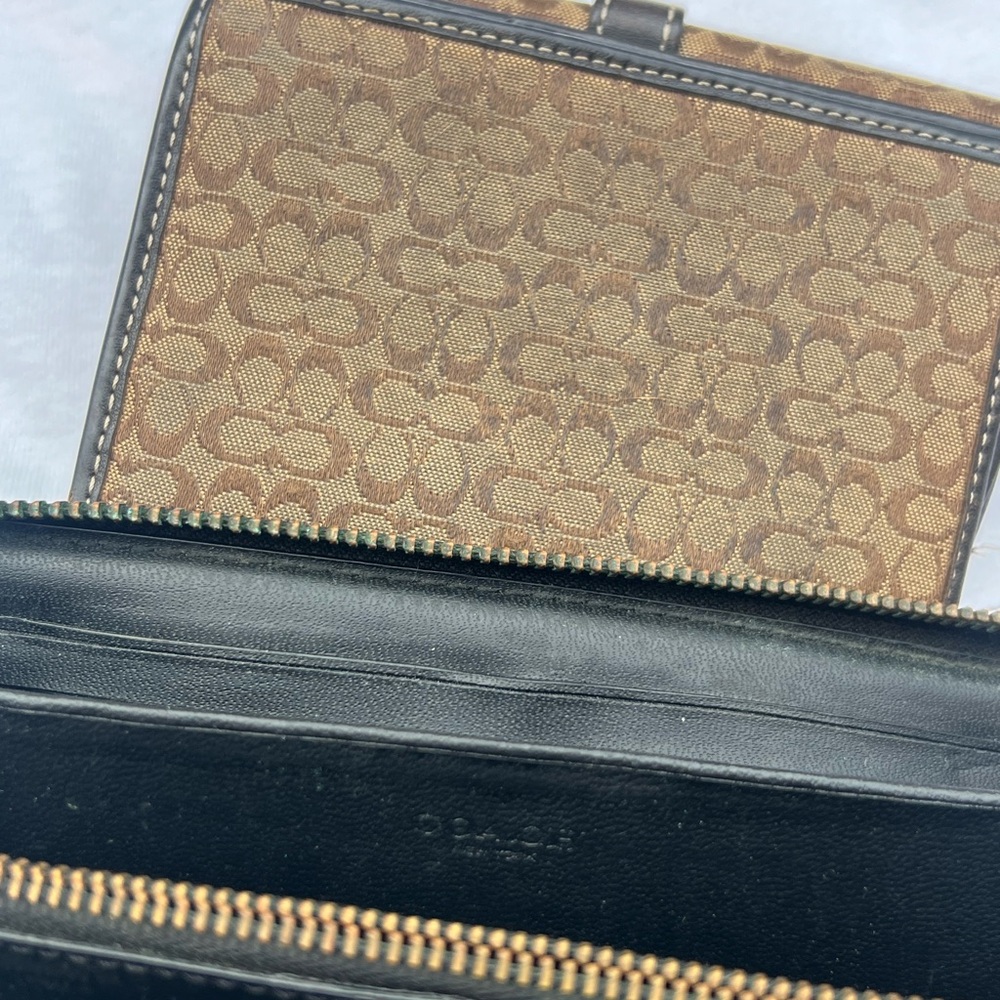 Coach Brown Signature Wallet + Black Camo Zip Wallet Set - Picture 7 of 11